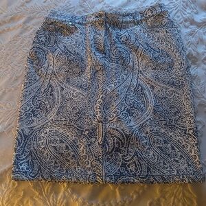I. McLaughlin cotton blue and white paisley skirt size 10